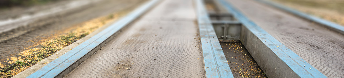 closeup view of an industrial track scale